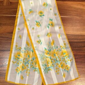 Vintage Yellow Floral Sheer Scarf